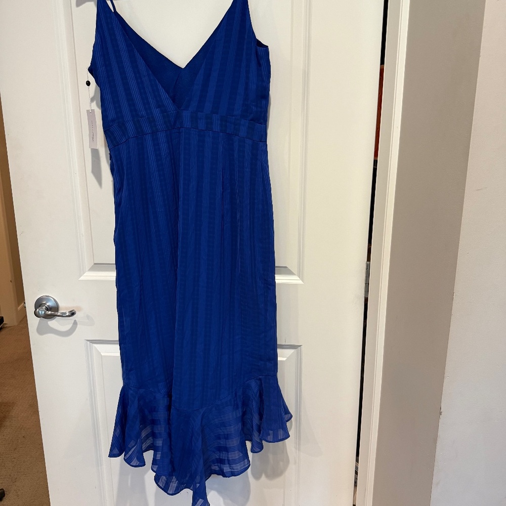 Lovers and Friends - royal blue side slit and ruffle dress